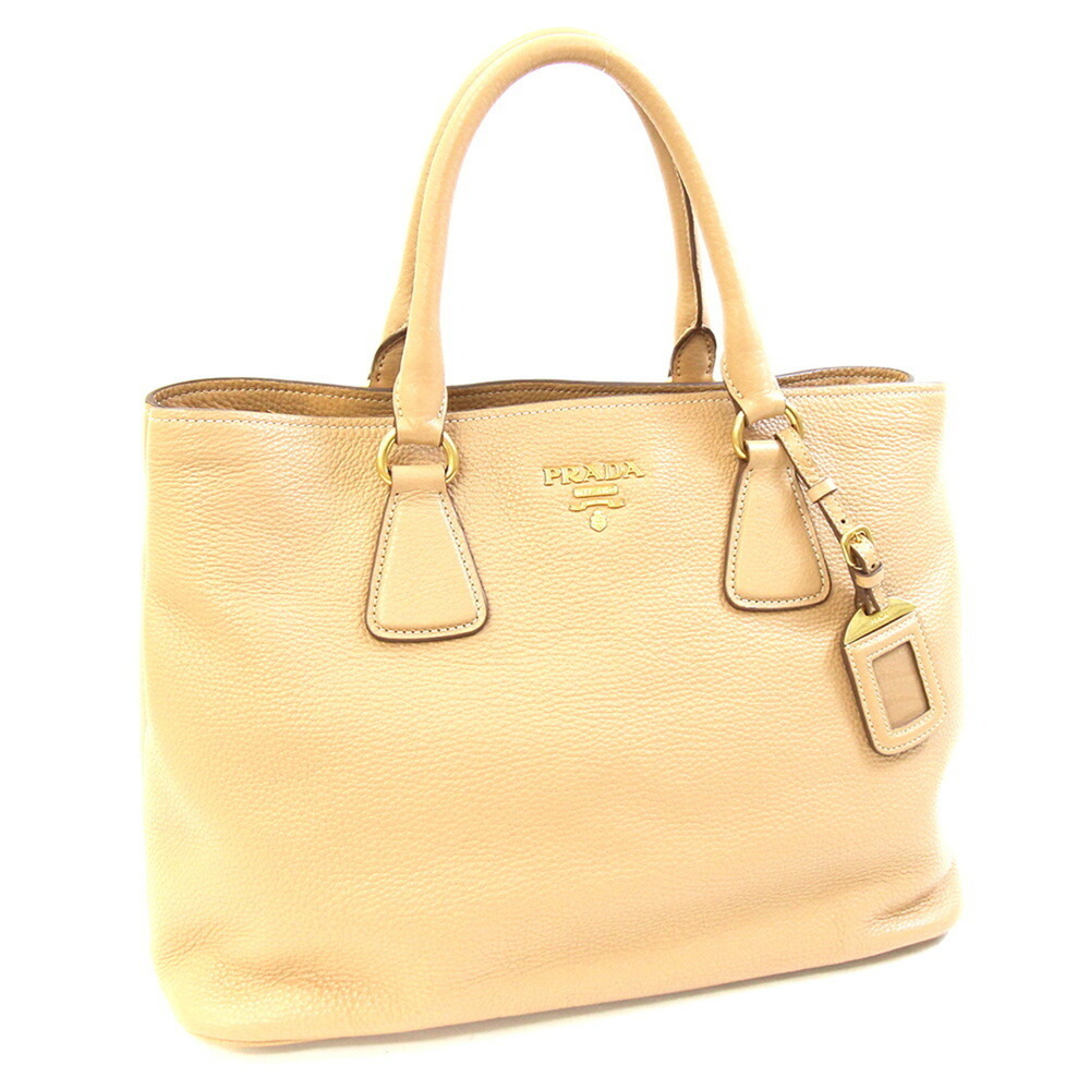 Prada Tote Bag BN2794 SUGHERO Beige Leather Handbag with Name Tag for Women P...